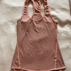 Athleta Striped Racerback Tank Top in Rust and Peach